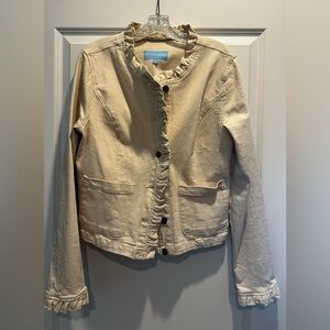 Draper James Cream Ruffled Jean Jacket - like New!